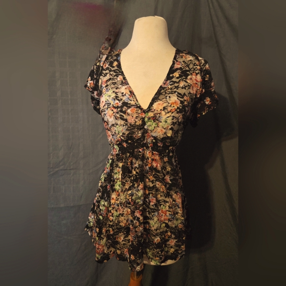 Sheer lace floral top